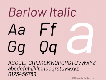 Barlow Italic Version 1.202 Font Sample