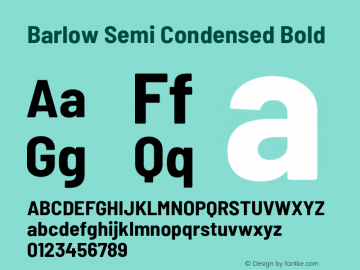 Barlow Semi Condensed Bold Version 1.202;PS 001.202;hotconv 1.0.88;makeotf.lib2.5.64775 Font Sample