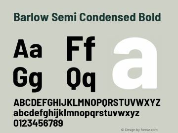 Barlow Semi Condensed Bold Version 1.202 Font Sample