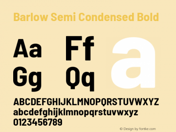 Barlow Semi Condensed Bold Version 1.202 Font Sample