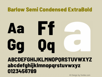 Barlow Semi Condensed ExtraBold Version 1.202;PS 001.202;hotconv 1.0.88;makeotf.lib2.5.64775 Font Sample