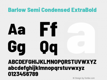 Barlow Semi Condensed ExtraBold Version 1.202 Font Sample