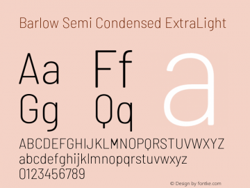 Barlow Semi Condensed ExtraLight Version 1.202;PS 001.202;hotconv 1.0.88;makeotf.lib2.5.64775 Font Sample