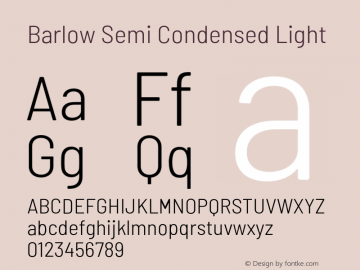 Barlow Semi Condensed Light Version 1.202;PS 001.202;hotconv 1.0.88;makeotf.lib2.5.64775 Font Sample