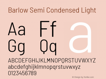 Barlow Semi Condensed Light Version 1.202 Font Sample