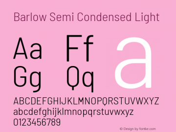 Barlow Semi Condensed Light Version 1.202 Font Sample