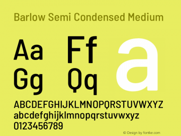 Barlow Semi Condensed Medium Version 1.202;PS 001.202;hotconv 1.0.88;makeotf.lib2.5.64775 Font Sample