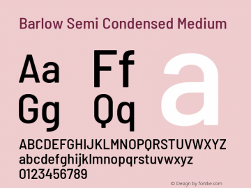 Barlow Semi Condensed Medium Version 1.202 Font Sample