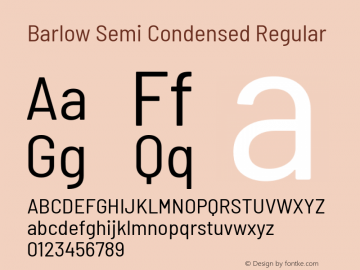 Barlow Semi Condensed Regular Version 1.202 Font Sample