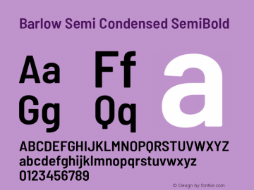 Barlow Semi Condensed SemiBold Version 1.202;PS 001.202;hotconv 1.0.88;makeotf.lib2.5.64775 Font Sample