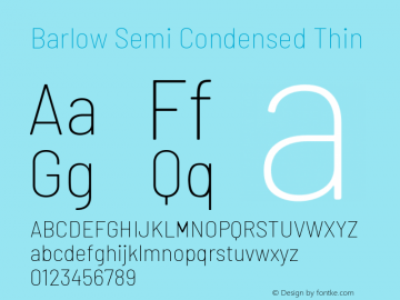 Barlow Semi Condensed Thin Version 1.202 Font Sample