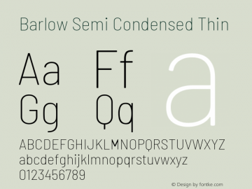 Barlow Semi Condensed Thin Version 1.202 Font Sample