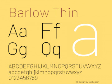 Barlow Thin Version 1.202 Font Sample