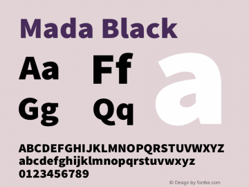 Mada Black Version 1.004 Font Sample