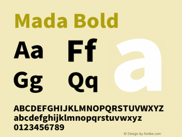 Mada Bold Version 1.004 Font Sample