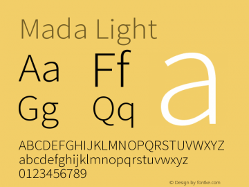 Mada Light Version 1.004 Font Sample