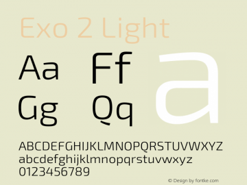 Exo2-Light Version 1.001;PS 001.001;hotconv 1.0.70;makeotf.lib2.5.58329; ttfautohint (v1.2) -l 8 -r 50 -G 200 -x 14 -D latn -f none -w G -W -X 
