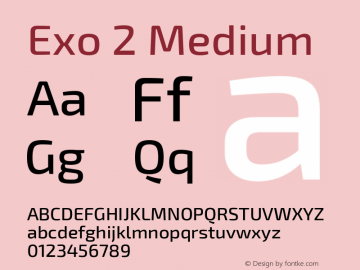 Exo2-Medium Version 1.001;PS 001.001;hotconv 1.0.70;makeotf.lib2.5.58329; ttfautohint (v1.2) -l 8 -r 50 -G 200 -x 14 -D latn -f none -w G -W -X 