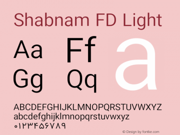 Shabnam Light FD Version 2.2.0 Font Sample