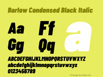 Barlow Condensed Black Italic Version 1.203;PS 001.203;hotconv 1.0.88;makeotf.lib2.5.64775 Font Sample