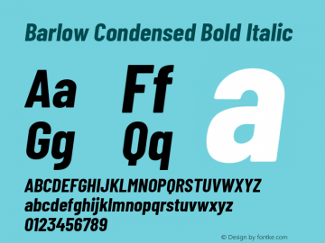 Barlow Condensed Bold Italic Version 1.203 Font Sample