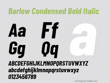 Barlow Condensed Bold Italic Version 1.203 Font Sample