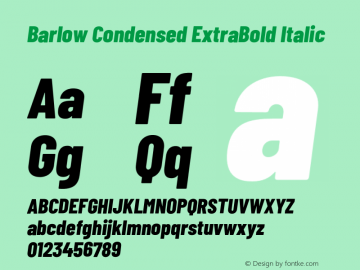 Barlow Condensed ExtraBold Italic Version 1.203;PS 001.203;hotconv 1.0.88;makeotf.lib2.5.64775 Font Sample