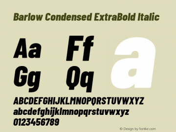 Barlow Condensed ExtraBold Italic Version 1.203 Font Sample