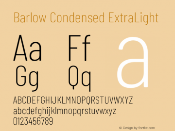 Barlow Condensed ExtraLight Version 1.203;PS 001.203;hotconv 1.0.88;makeotf.lib2.5.64775 Font Sample