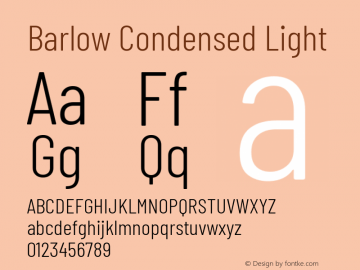 Barlow Condensed Light Version 1.203 Font Sample