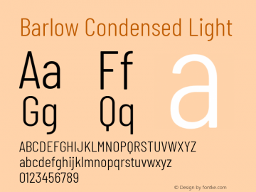 Barlow Condensed Light Version 1.203 Font Sample