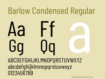 Barlow Condensed Regular Version 1.203;PS 001.203;hotconv 1.0.88;makeotf.lib2.5.64775 Font Sample