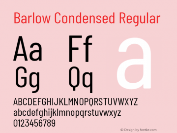 Barlow Condensed Regular Version 1.203 Font Sample