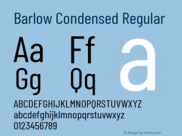 Barlow Condensed Regular Version 1.203 Font Sample