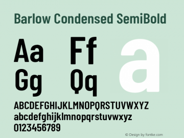 Barlow Condensed SemiBold Version 1.203;PS 001.203;hotconv 1.0.88;makeotf.lib2.5.64775 Font Sample