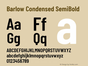 Barlow Condensed SemiBold Version 1.203 Font Sample