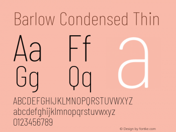 Barlow Condensed Thin Version 1.203 Font Sample