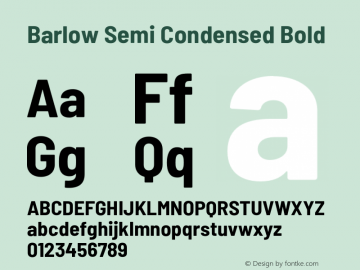 Barlow Semi Condensed Bold Version 1.203;PS 001.203;hotconv 1.0.88;makeotf.lib2.5.64775 Font Sample