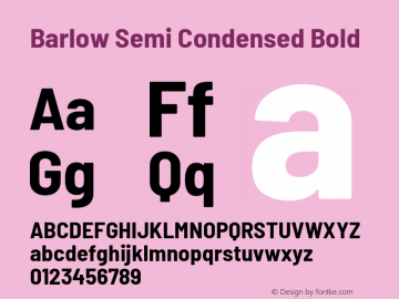 Barlow Semi Condensed Bold Version 1.203 Font Sample
