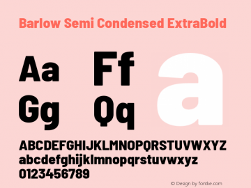 Barlow Semi Condensed ExtraBold Version 1.203 Font Sample