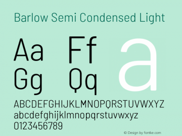 Barlow Semi Condensed Light Version 1.203;PS 001.203;hotconv 1.0.88;makeotf.lib2.5.64775 Font Sample