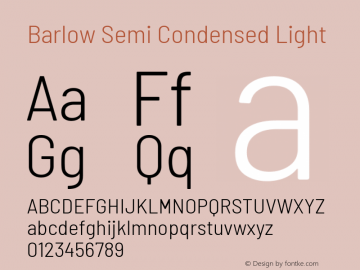 Barlow Semi Condensed Light Version 1.203 Font Sample
