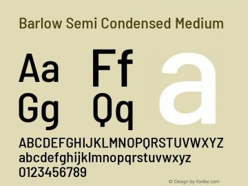 Barlow Semi Condensed Medium Version 1.203 Font Sample