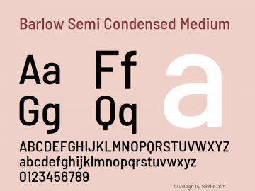 Barlow Semi Condensed Medium Version 1.203 Font Sample