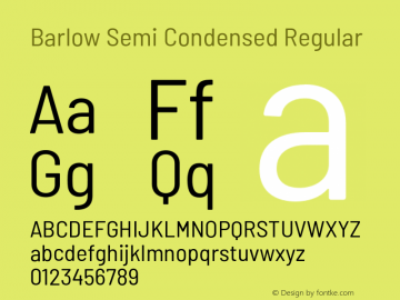 Barlow Semi Condensed Regular Version 1.203;PS 001.203;hotconv 1.0.88;makeotf.lib2.5.64775 Font Sample