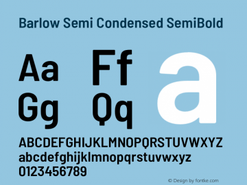 Barlow Semi Condensed SemiBold Version 1.203;PS 001.203;hotconv 1.0.88;makeotf.lib2.5.64775 Font Sample