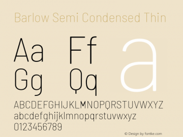 Barlow Semi Condensed Thin Version 1.203 Font Sample