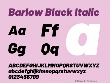 Barlow Black Italic Version 1.204 Font Sample