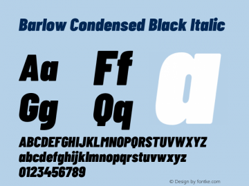 Barlow Condensed Black Italic Version 1.204;PS 001.204;hotconv 1.0.88;makeotf.lib2.5.64775 Font Sample