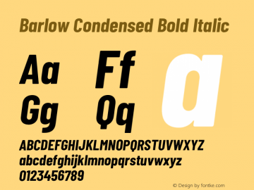 Barlow Condensed Bold Italic Version 1.204;PS 001.204;hotconv 1.0.88;makeotf.lib2.5.64775 Font Sample